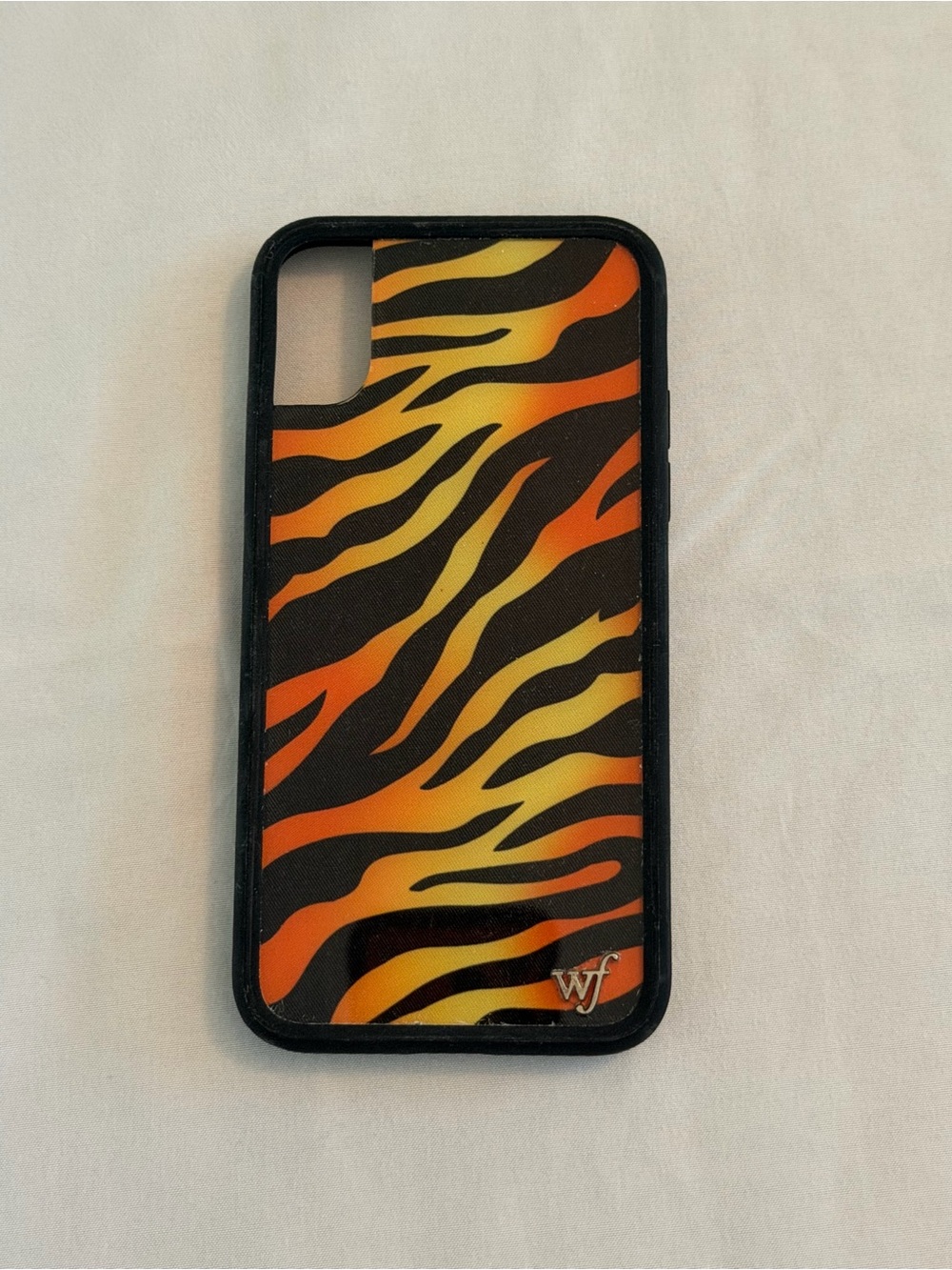 iPhone XS Wildflower Orange and Black Tiger Stripe Phone Case